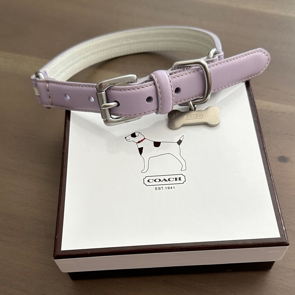 Coach Pastel Purple Dog Collar with Silver Accents